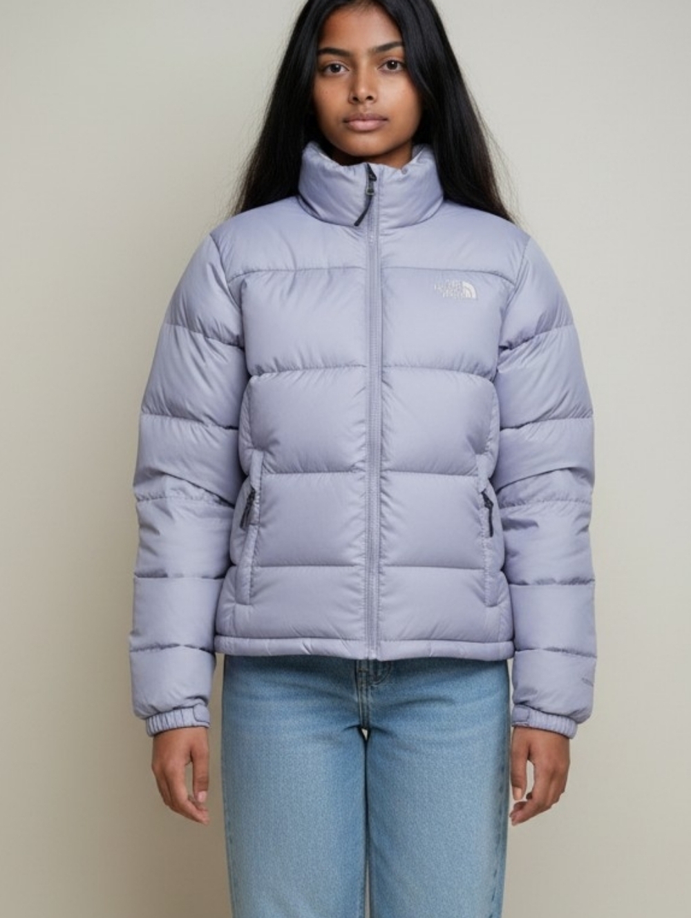 The North Face Puffer Jacket In Iced Lavender Size Girls Large